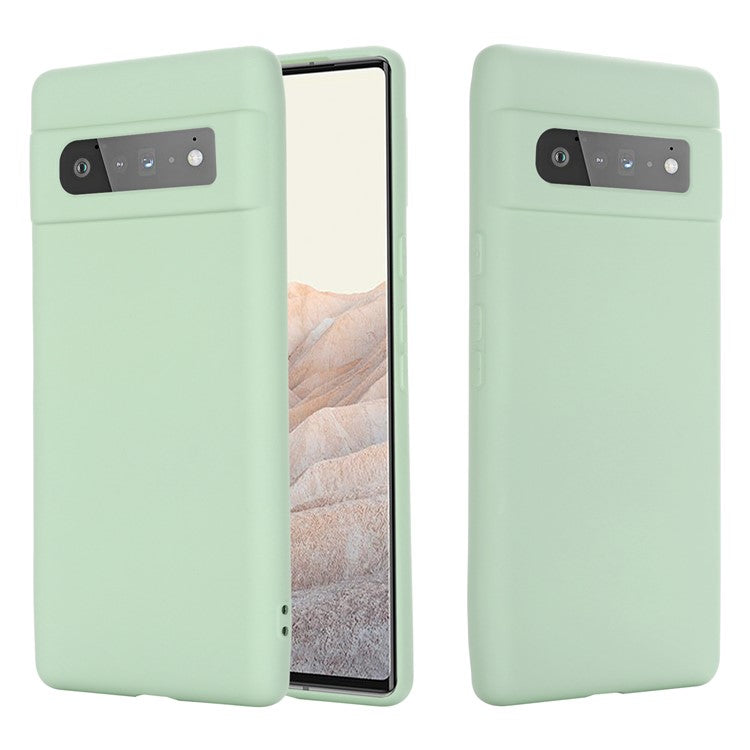 Silky-Soft Touch Liquid Silicone Full Body Protection Shockproof Cover Case with Strap for Google Pixel 6 Pro - Green