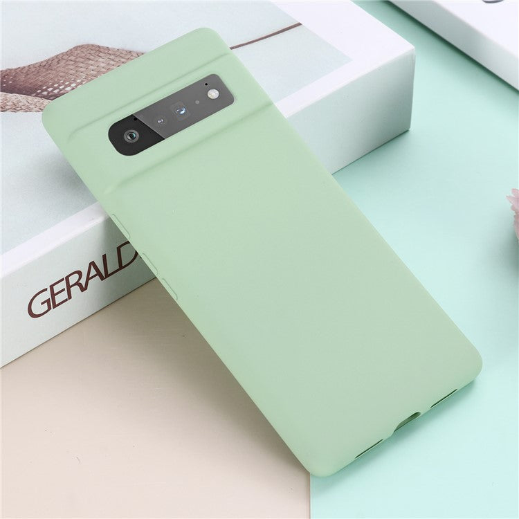 Silky-Soft Touch Liquid Silicone Full Body Protection Shockproof Cover Case with Strap for Google Pixel 6 Pro - Green