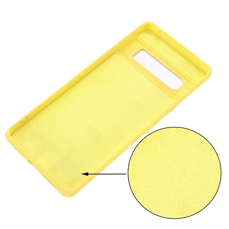 Silky-Soft Touch Liquid Silicone Full Body Protection Shockproof Cover Case with Strap for Google Pixel 6 Pro - Yellow