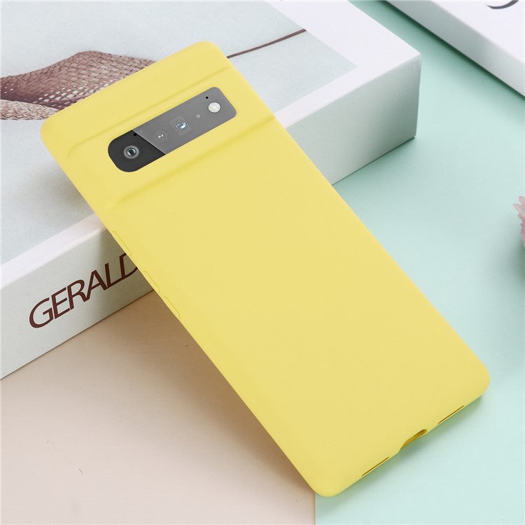 Silky-Soft Touch Liquid Silicone Full Body Protection Shockproof Cover Case with Strap for Google Pixel 6 Pro - Yellow