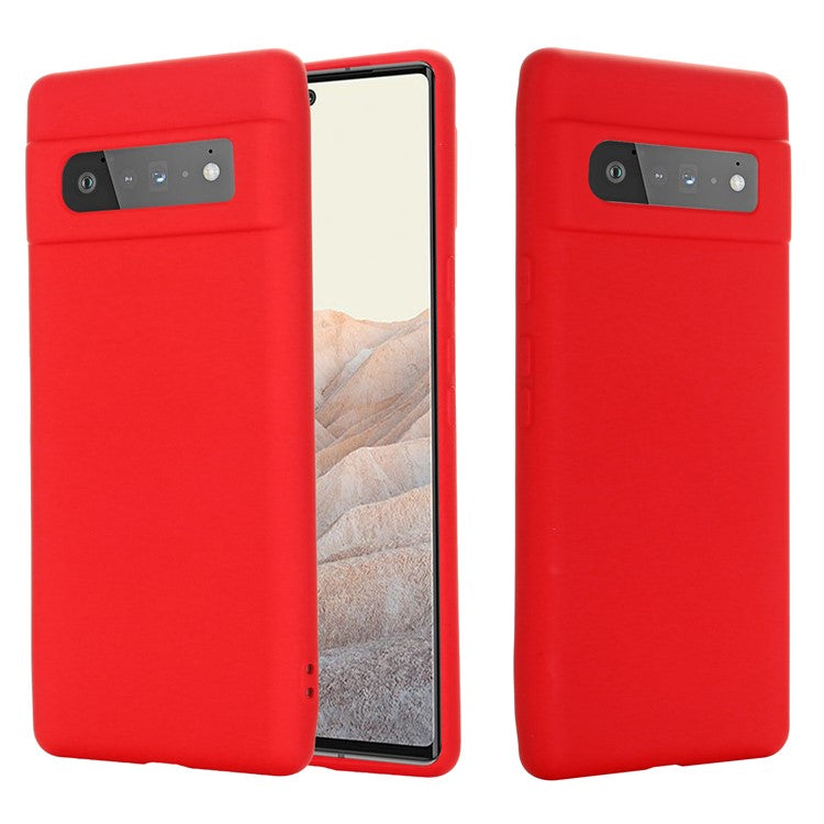 Silky-Soft Touch Liquid Silicone Full Body Protection Shockproof Cover Case with Strap for Google Pixel 6 Pro - Red