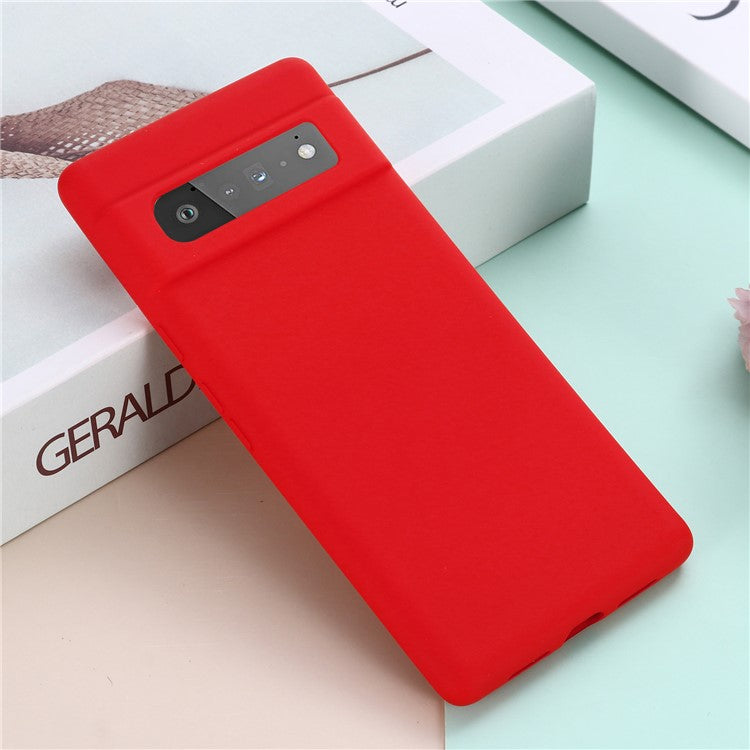 Silky-Soft Touch Liquid Silicone Full Body Protection Shockproof Cover Case with Strap for Google Pixel 6 Pro - Red