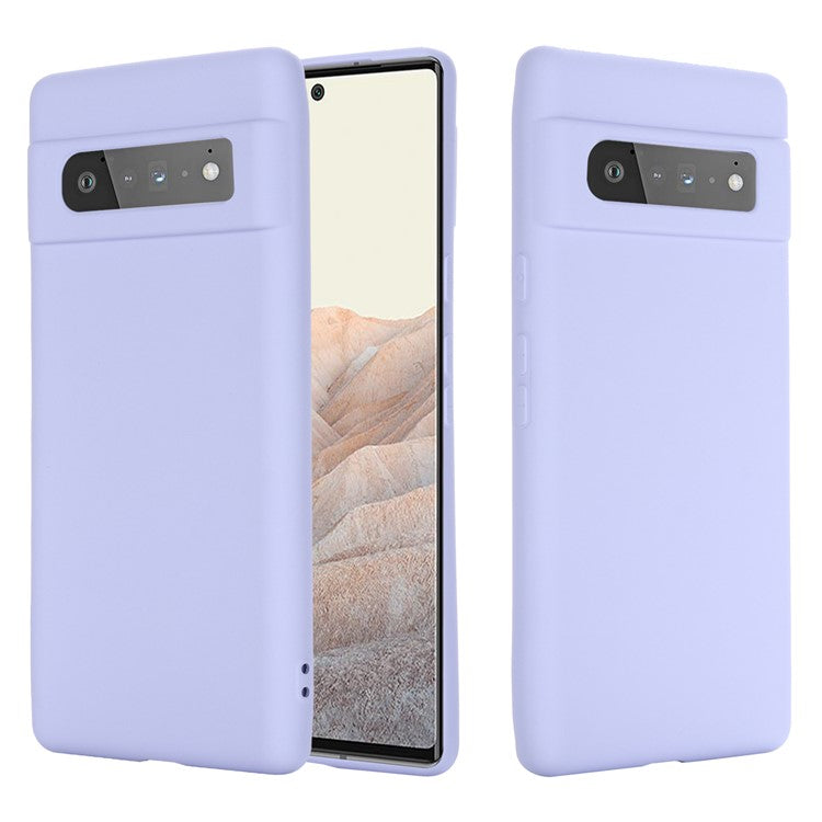 Silky-Soft Touch Liquid Silicone Full Body Protection Shockproof Cover Case with Strap for Google Pixel 6 Pro - Purple