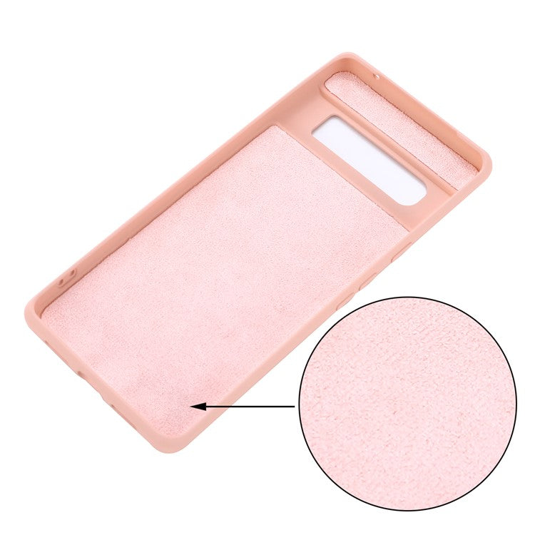 Silky-Soft Touch Liquid Silicone Full Body Protection Shockproof Cover Case with Strap for Google Pixel 6 Pro - Pink