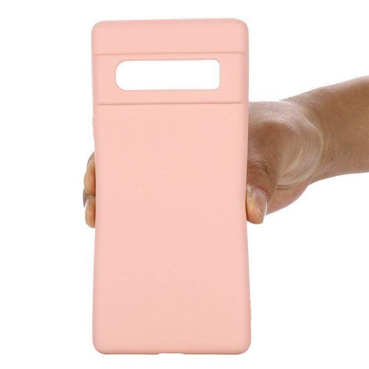 Silky-Soft Touch Liquid Silicone Full Body Protection Shockproof Cover Case with Strap for Google Pixel 6 Pro - Pink