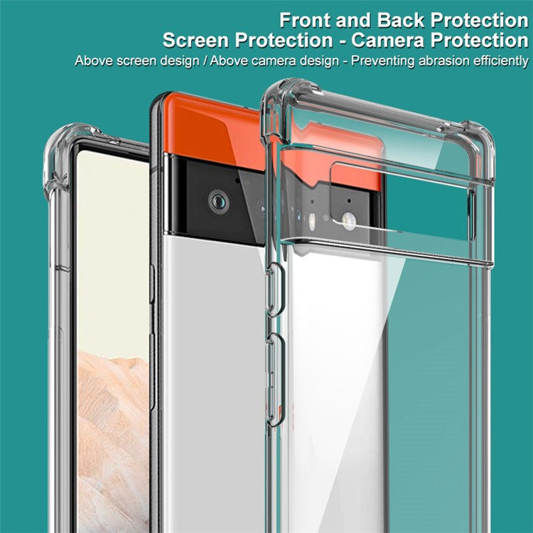 IMAK Full-Body Protective Soft TPU Bumper Shockproof Rugged Cover with Screen Protector for Google Pixel 6 Pro - Transparent