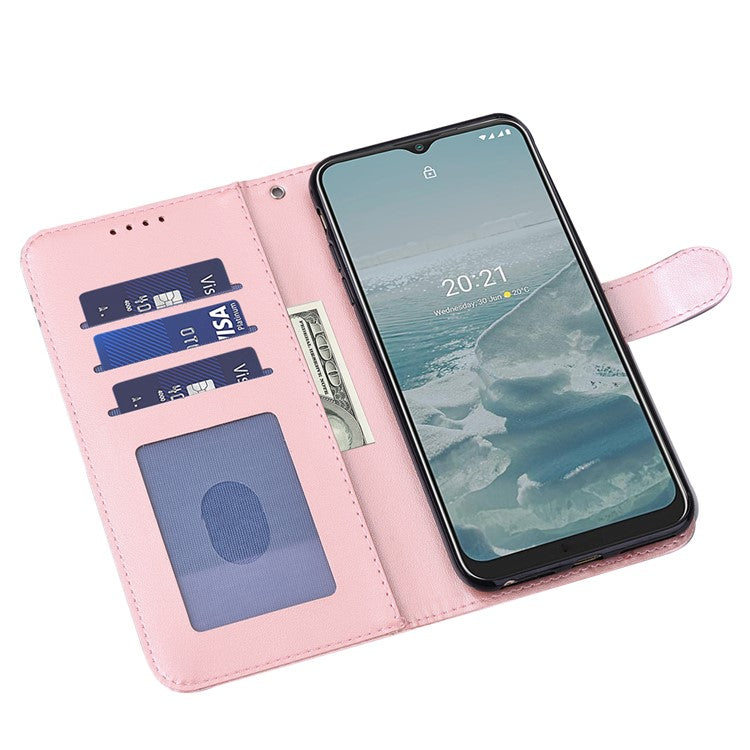 Tree and Deer Imprinted Wallet Stand Design All-round Protection Double-sided Magnetic Clasp Leather Phone Shell Case for Google Pixel 5a 5G - Pink