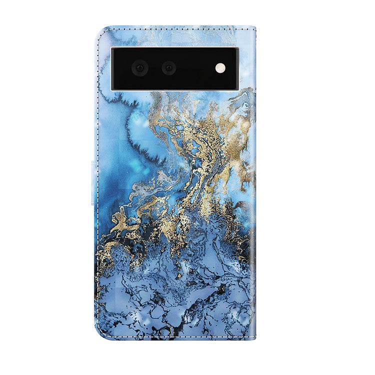 Stand Feature 3D Creative Pattern PU Leather Magnetic Flip Wallet Case with Strap for Google Pixel 6 - Bauhinia Valley