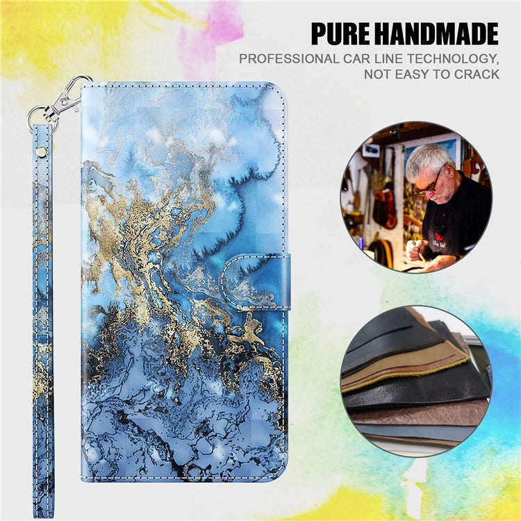 Stand Feature 3D Creative Pattern PU Leather Magnetic Flip Wallet Case with Strap for Google Pixel 6 - Bauhinia Valley