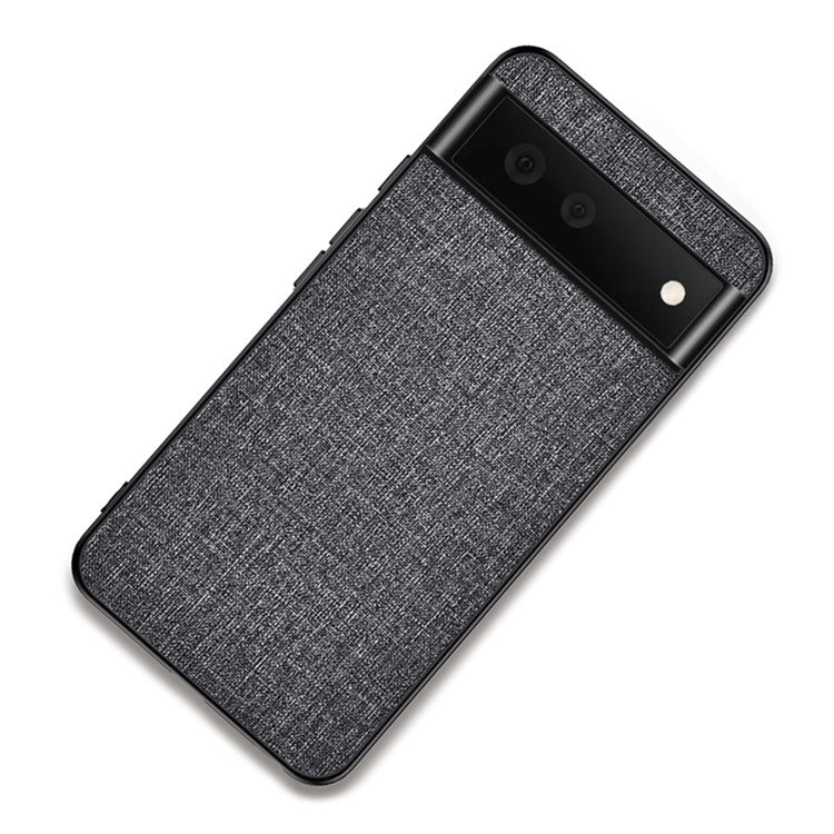 Scratch-resistant Cloth Coated TPU + PC Protective Hybrid Phone Case Cover for Google Pixel 6 - Grey