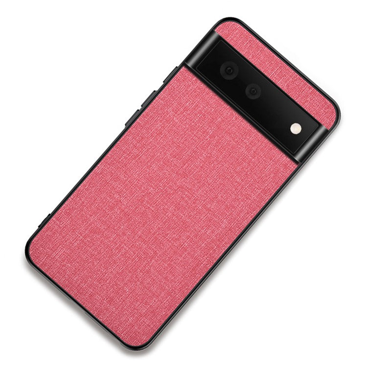 Scratch-resistant Cloth Coated TPU + PC Protective Hybrid Phone Case Cover for Google Pixel 6 - Pink