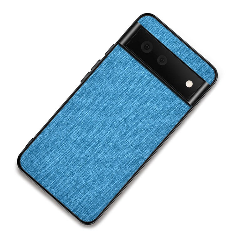 Scratch-resistant Cloth Coated TPU + PC Protective Hybrid Phone Case Cover for Google Pixel 6 - Baby Blue