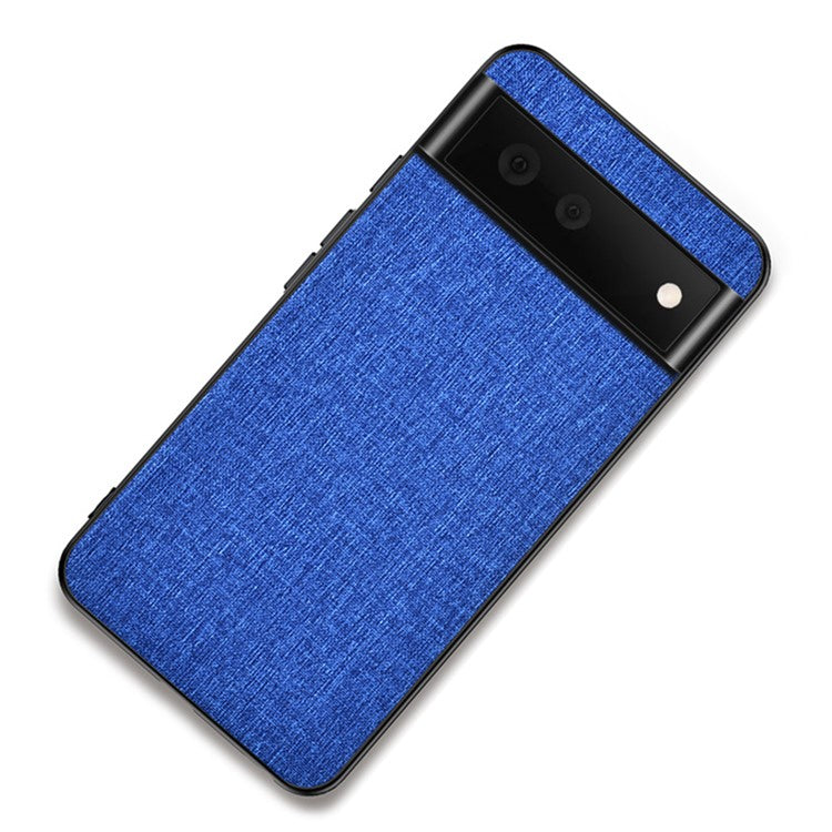 Scratch-resistant Cloth Coated TPU + PC Protective Hybrid Phone Case Cover for Google Pixel 6 - Dark Blue