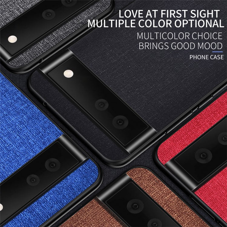 Scratch-resistant Cloth Coated TPU + PC Protective Hybrid Phone Case Cover for Google Pixel 6 - Dark Blue