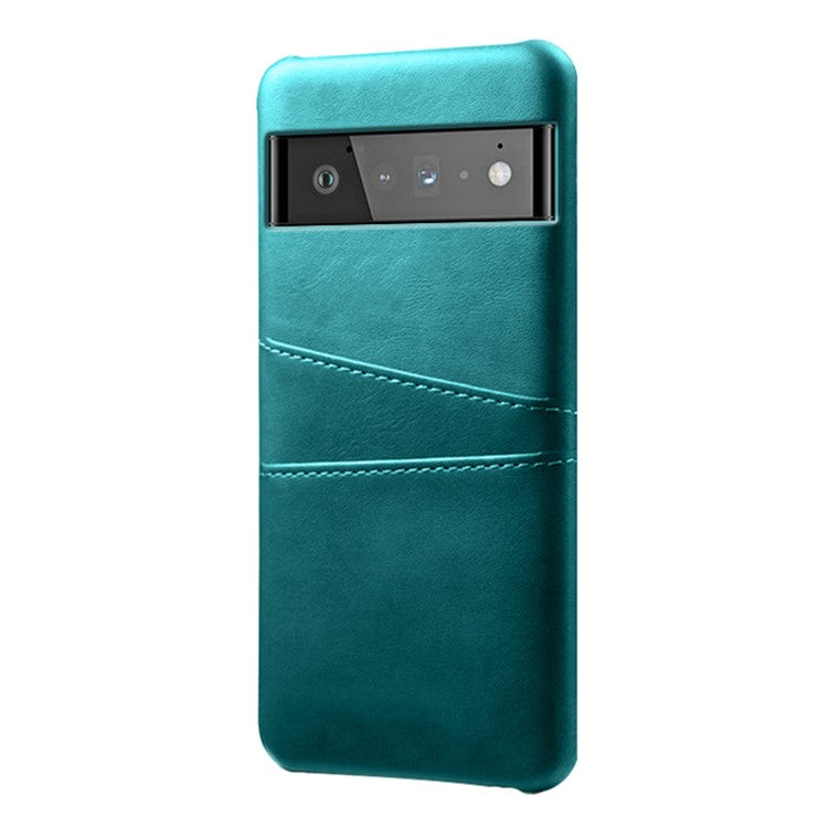 KSQ PU Leather + PC Combo Stylish Dual Back Card Slots Design Light Slim Hard Case for Google Pixel 6 Pro - Green