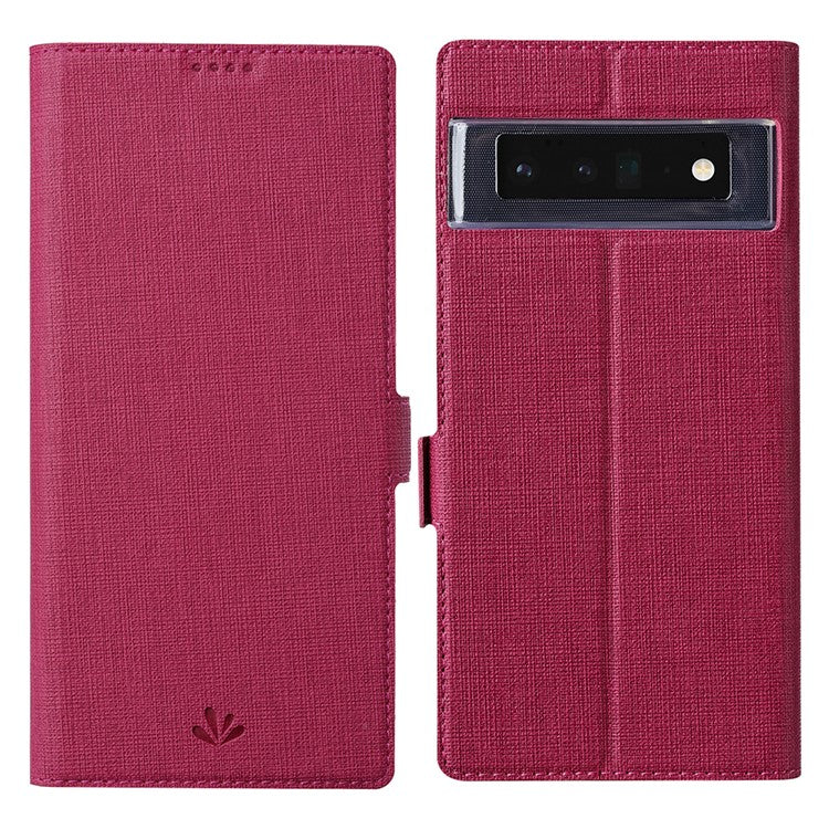 VILI K Series Double Magnetic Clasps Closure Stand Wallet Leather Phone Case Shell for Google Pixel 6 Pro - Rose