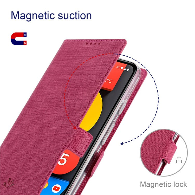 VILI K Series Double Magnetic Clasps Closure Stand Wallet Leather Phone Case Shell for Google Pixel 6 Pro - Rose