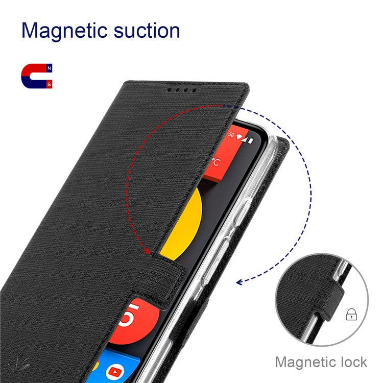 VILI K Series Double Magnetic Clasps Closure Stand Wallet Leather Phone Case Shell for Google Pixel 6 Pro - Black