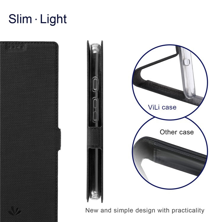 VILI K Series Double Magnetic Clasps Closure Stand Wallet Leather Phone Case Shell for Google Pixel 6 Pro - Black