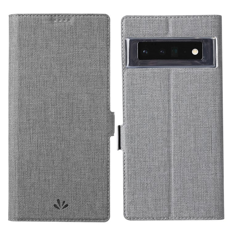 VILI K Series Double Magnetic Clasps Closure Stand Wallet Leather Phone Case Shell for Google Pixel 6 Pro - Grey