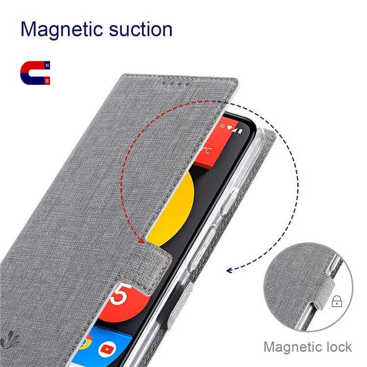 VILI K Series Double Magnetic Clasps Closure Stand Wallet Leather Phone Case Shell for Google Pixel 6 Pro - Grey