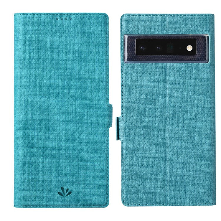 VILI K Series Double Magnetic Clasps Closure Stand Wallet Leather Phone Case Shell for Google Pixel 6 Pro - Blue