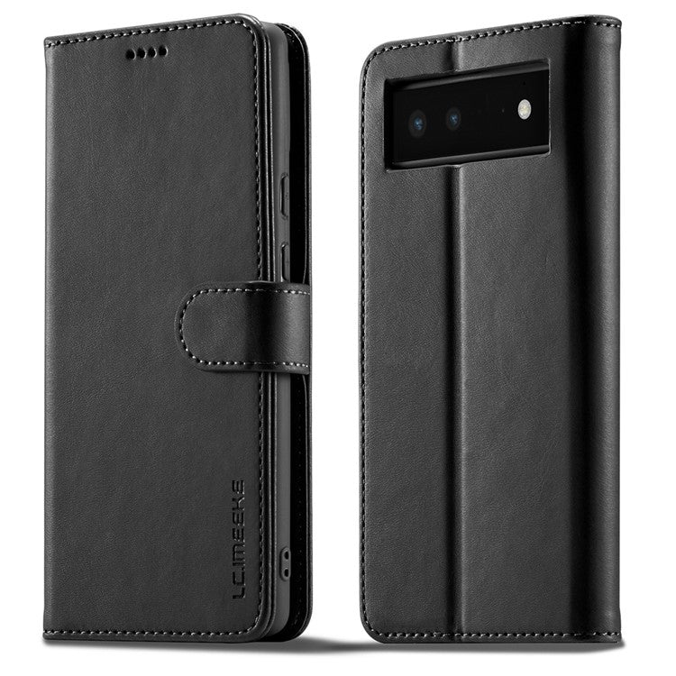 LC.IMEEKE PU Leather Wallet Stand Flip Shockproof Protective Cover for Google Pixel 6 - Black