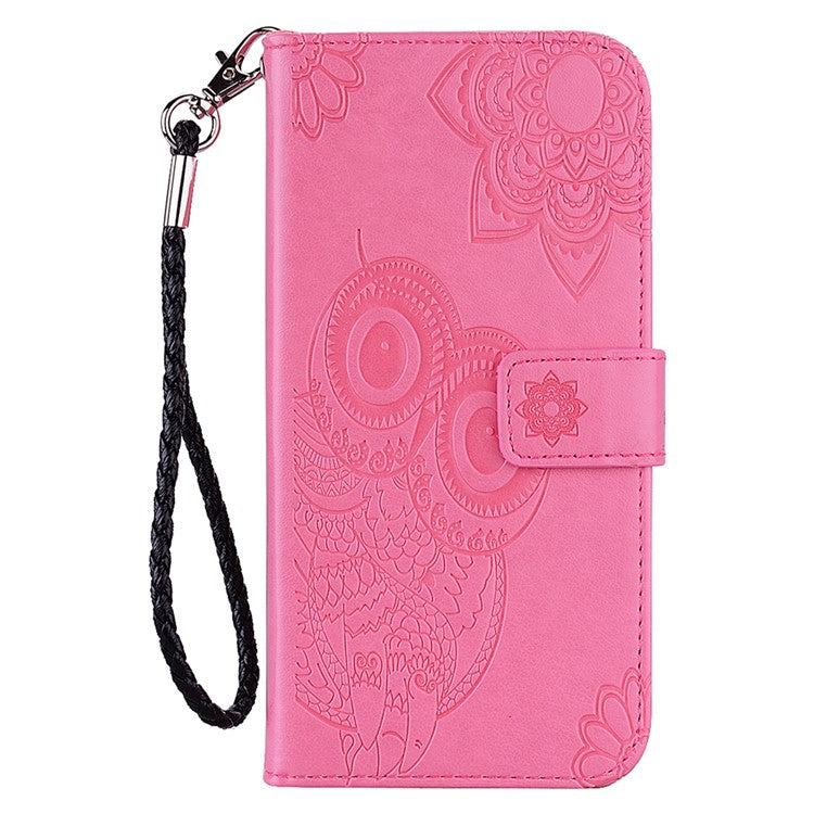 For Google Pixel 6 Shockproof PU Leather+TPU Flip Phone Case Stylish Imprinted Owl Flower Pattern Wallet Shell - Rose