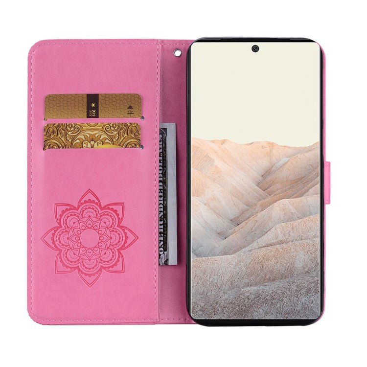 For Google Pixel 6 Shockproof PU Leather+TPU Flip Phone Case Stylish Imprinted Owl Flower Pattern Wallet Shell - Rose