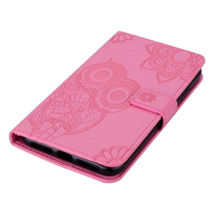 For Google Pixel 6 Shockproof PU Leather+TPU Flip Phone Case Stylish Imprinted Owl Flower Pattern Wallet Shell - Rose