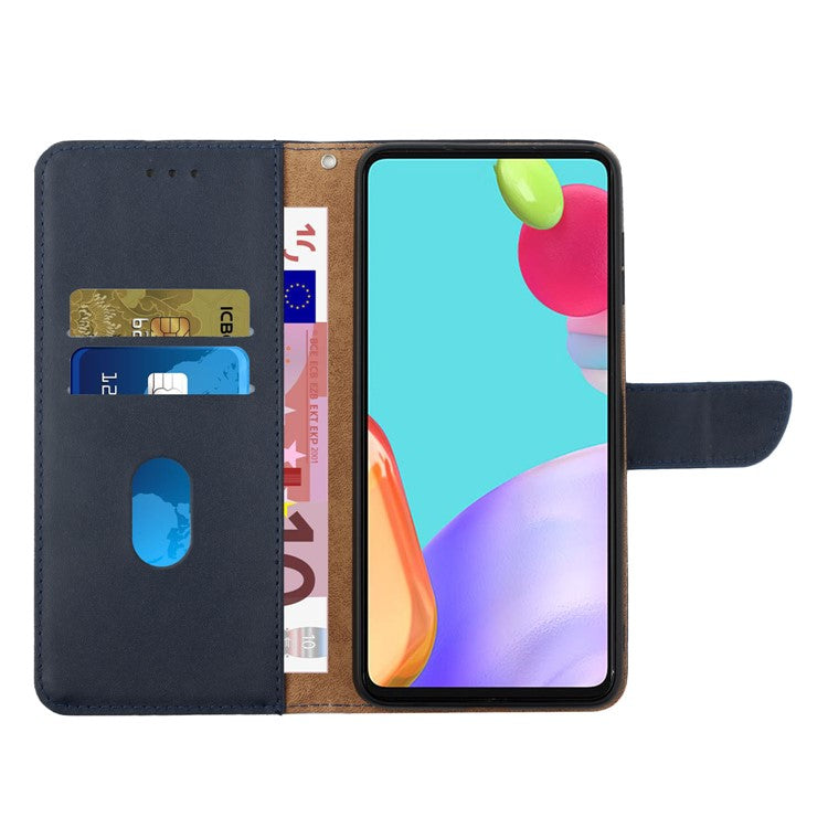 Nappa Texture Anti-drop Genuine Leather + TPU Phone Case Stand Wallet Protective Cover for Google Pixel 6 Pro - Blue