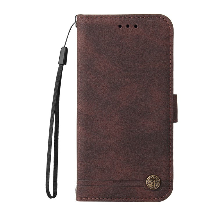 Supporting Stand Card Slots Phone Flip Case Retro Tree Pattern Metal Button Decor Wallet PU Leather+TPU Cover for Google Pixel 6 Pro - Brown