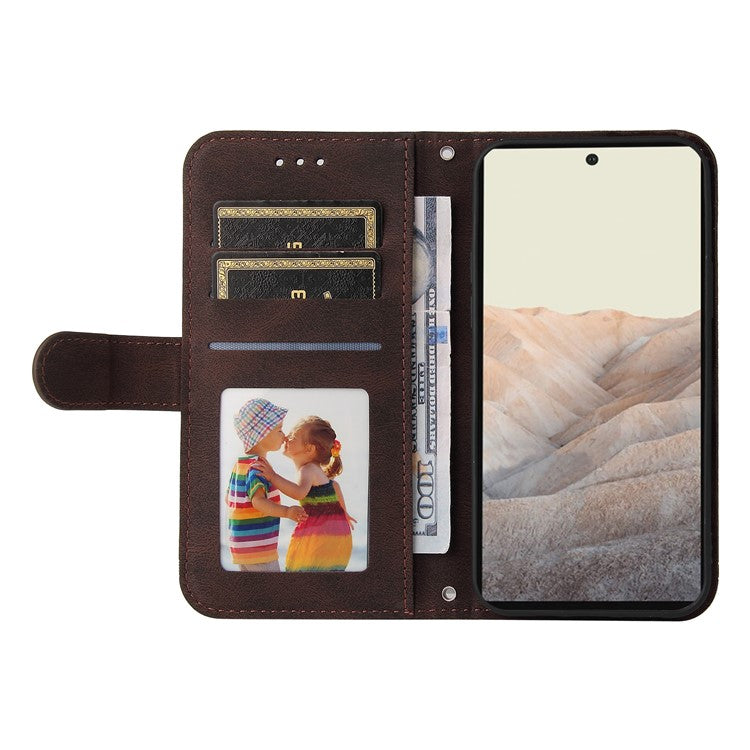 Supporting Stand Card Slots Phone Flip Case Retro Tree Pattern Metal Button Decor Wallet PU Leather+TPU Cover for Google Pixel 6 Pro - Brown