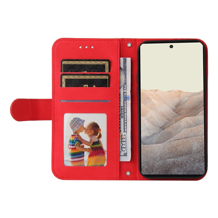 Supporting Stand Card Slots Phone Flip Case Retro Tree Pattern Metal Button Decor Wallet PU Leather+TPU Cover for Google Pixel 6 Pro - Red