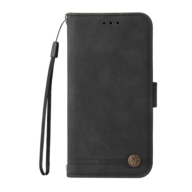 Supporting Stand Card Slots Phone Flip Case Retro Tree Pattern Metal Button Decor Wallet PU Leather+TPU Cover for Google Pixel 6 Pro - Black