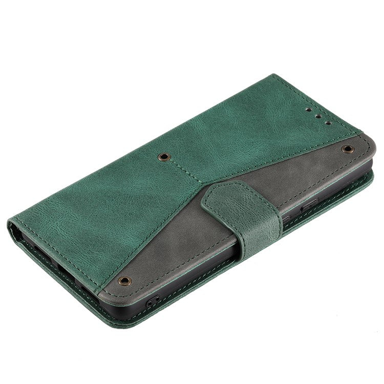 Protective Cover Splicing PU Leather and TPU Phone Flip Case Stitching Skin-touch Stand Wallet for Google Pixel 6 - Green