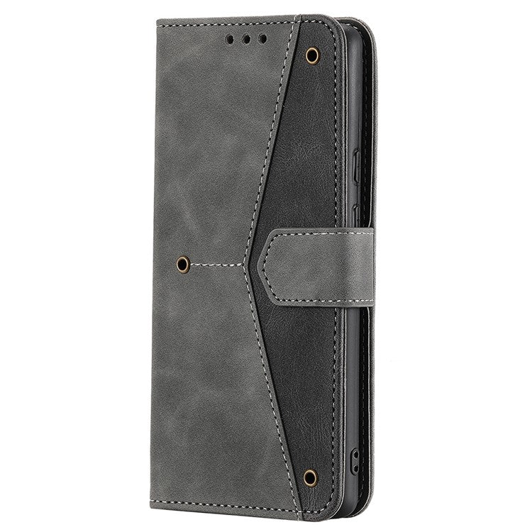 Splicing PU Leather and TPU Phone Flip Case Stitching Skin-touch Stand Wallet Phone Protective Cover for Google Pixel 6 Pro - Grey