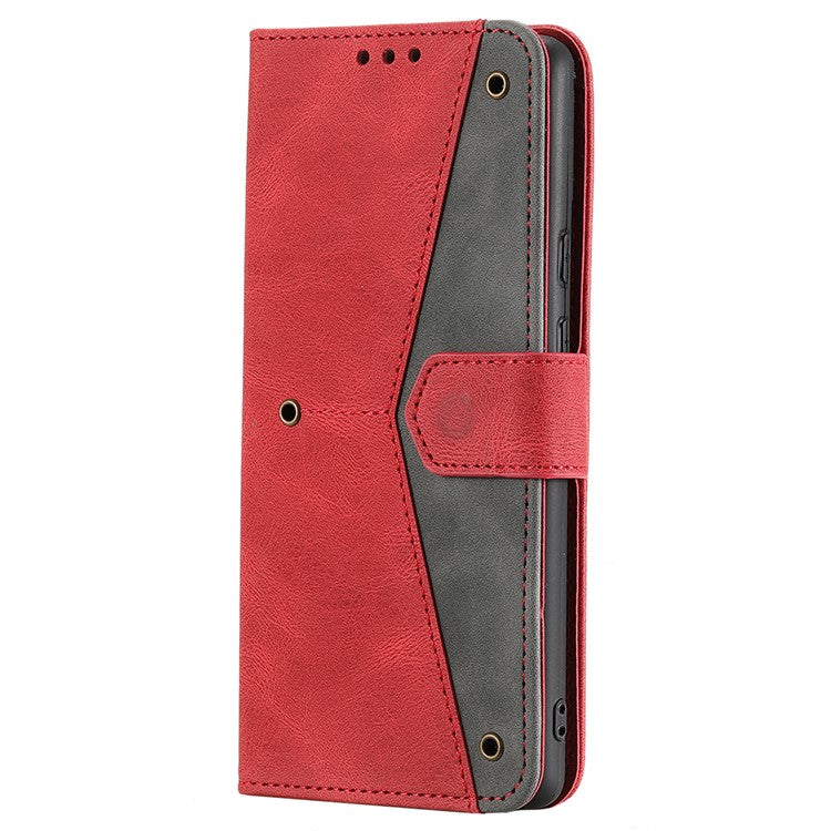 Splicing PU Leather and TPU Phone Flip Case Stitching Skin-touch Stand Wallet Phone Protective Cover for Google Pixel 6 Pro - Red