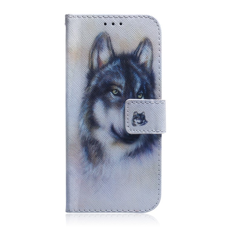 PU Leather Pattern Printing Folio Flip Case Wallet Stand Soft TPU Inner Phone Cover for Google Pixel 6 Pro - Wolf