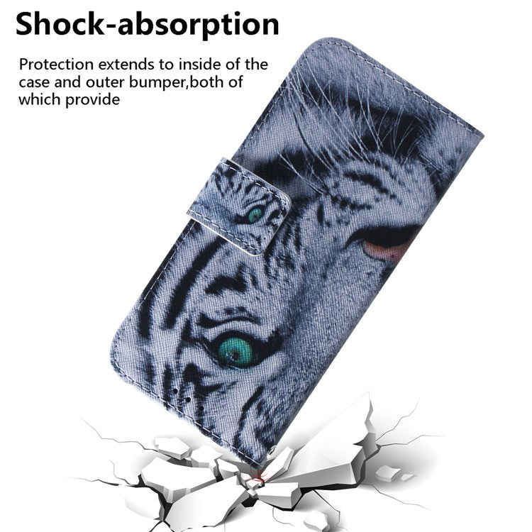 PU Leather Pattern Printing Folio Flip Case Wallet Stand Soft TPU Inner Phone Cover for Google Pixel 6 Pro - Tiger Head