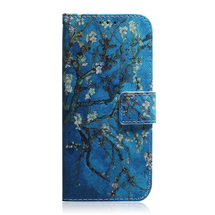 PU Leather Pattern Printing Folio Flip Case Wallet Stand Soft TPU Inner Phone Cover for Google Pixel 6 Pro - Apricot Blossom