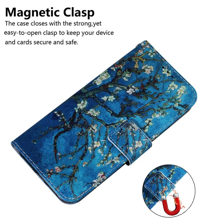 PU Leather Pattern Printing Folio Flip Case Wallet Stand Soft TPU Inner Phone Cover for Google Pixel 6 Pro - Apricot Blossom