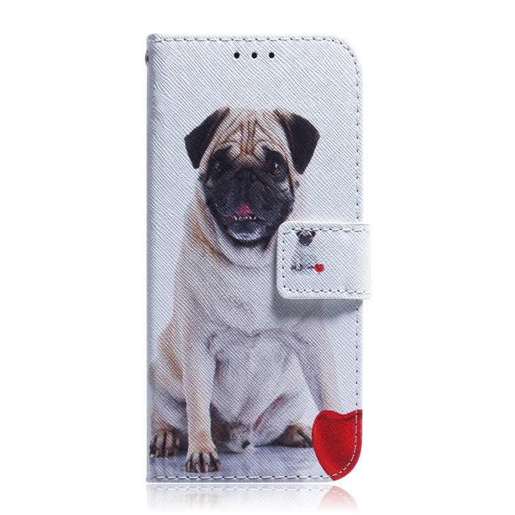 PU Leather Pattern Printing Folio Flip Case Wallet Stand Soft TPU Inner Phone Cover for Google Pixel 6 Pro - Pug