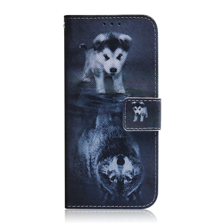 PU Leather Pattern Printing Folio Flip Case Wallet Stand Soft TPU Inner Phone Cover for Google Pixel 6 Pro - Dog and Wolf