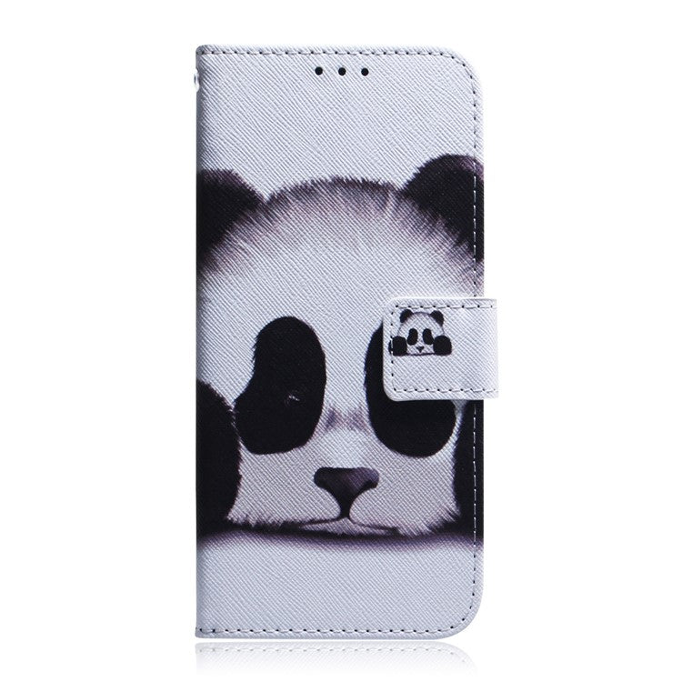 PU Leather Pattern Printing Folio Flip Case Wallet Stand Soft TPU Inner Phone Cover for Google Pixel 6 Pro - Panda