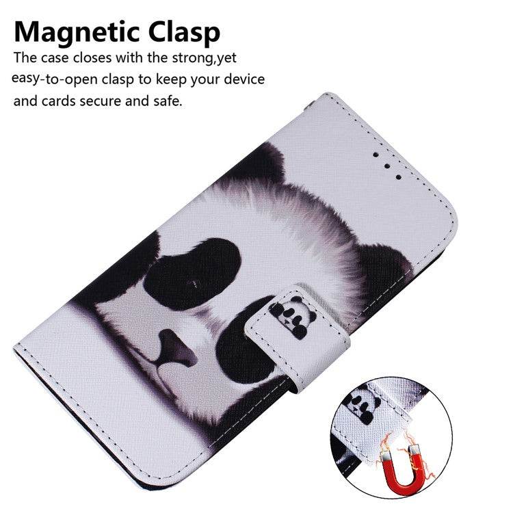 PU Leather Pattern Printing Folio Flip Case Wallet Stand Soft TPU Inner Phone Cover for Google Pixel 6 Pro - Panda