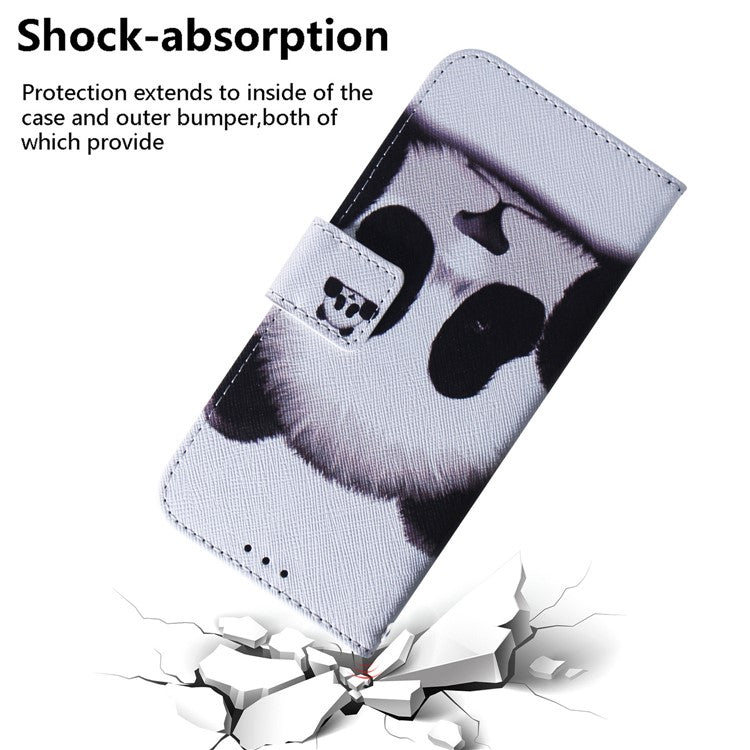 PU Leather Pattern Printing Folio Flip Case Wallet Stand Soft TPU Inner Phone Cover for Google Pixel 6 Pro - Panda