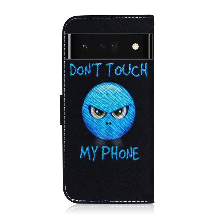 PU Leather Pattern Printing Folio Flip Case Wallet Stand Soft TPU Inner Phone Cover for Google Pixel 6 Pro - Don't Touch My Phone