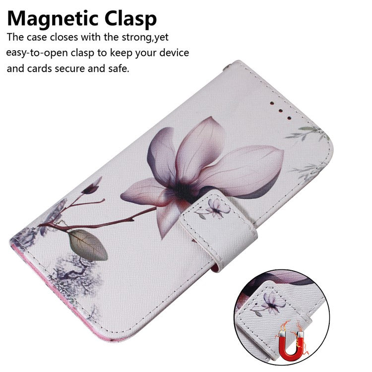 PU Leather Pattern Printing Folio Flip Case Wallet Stand Soft TPU Inner Phone Cover for Google Pixel 6 Pro - Magnolia Flower