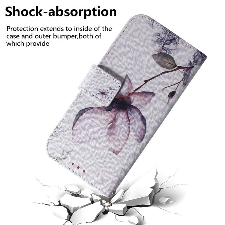 PU Leather Pattern Printing Folio Flip Case Wallet Stand Soft TPU Inner Phone Cover for Google Pixel 6 Pro - Magnolia Flower